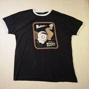 Meow Wolf Memory Country T-Shirt Ringer Tee Large Mens Black Psychedelic Graphic
